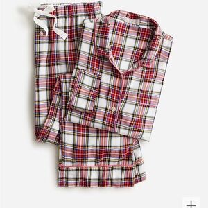 Flannel long-sleeve pajama set in white Stewart tartan